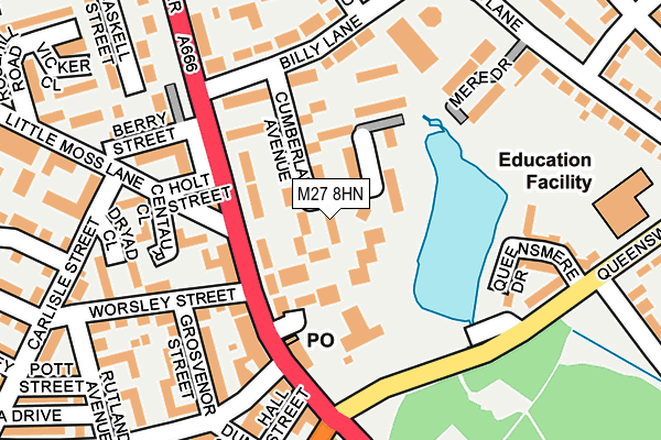 M27 8HN map - OS OpenMap – Local (Ordnance Survey)