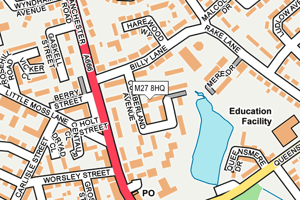 M27 8HQ map - OS OpenMap – Local (Ordnance Survey)