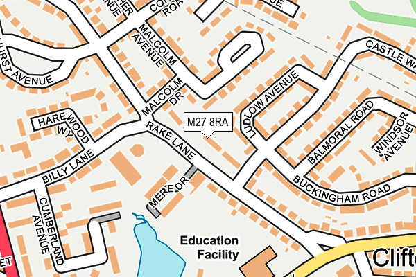 M27 8RA map - OS OpenMap – Local (Ordnance Survey)