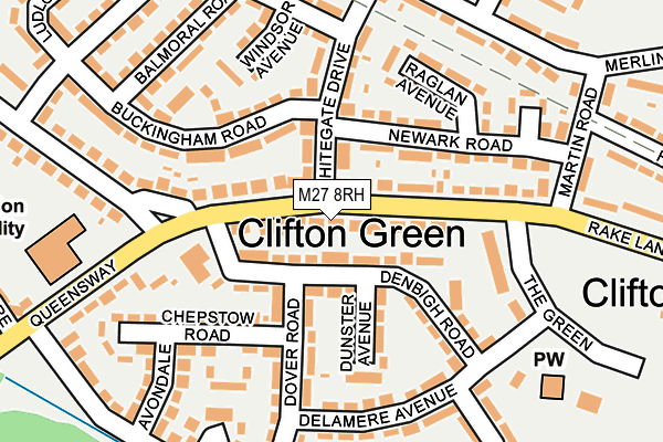 M27 8RH map - OS OpenMap – Local (Ordnance Survey)