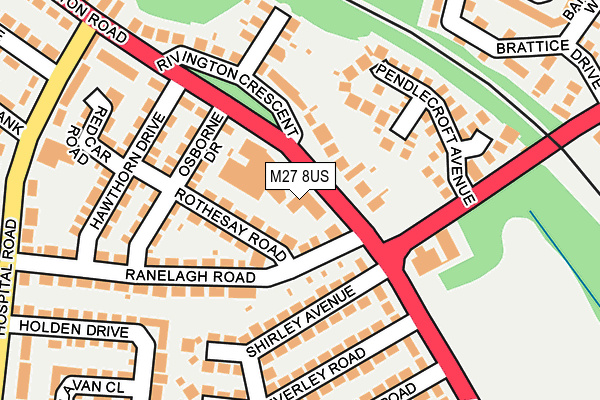 M27 8US map - OS OpenMap – Local (Ordnance Survey)