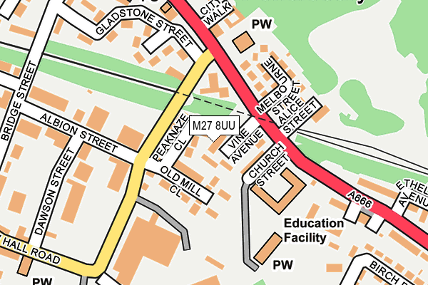 M27 8UU map - OS OpenMap – Local (Ordnance Survey)