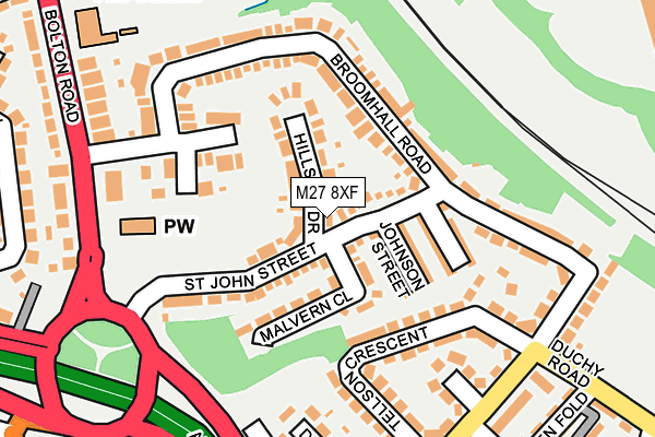 M27 8XF map - OS OpenMap – Local (Ordnance Survey)