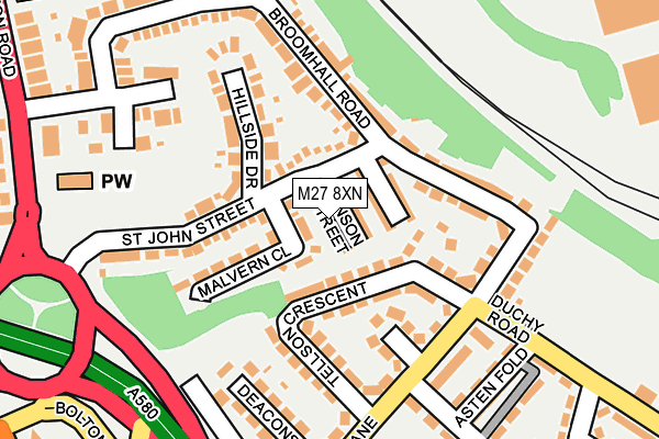 M27 8XN map - OS OpenMap – Local (Ordnance Survey)