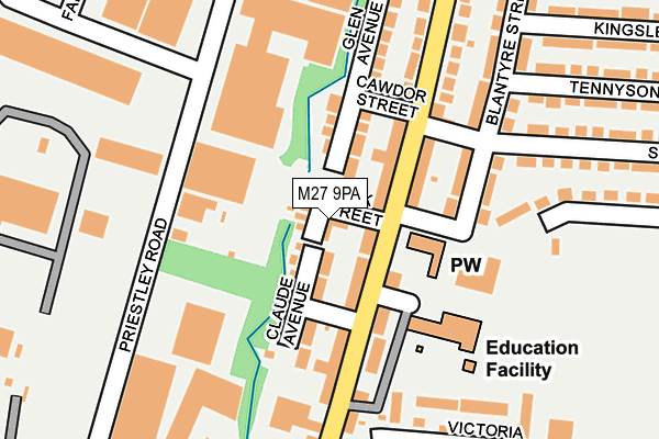 M27 9PA map - OS OpenMap – Local (Ordnance Survey)