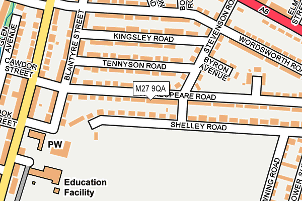 M27 9QA map - OS OpenMap – Local (Ordnance Survey)