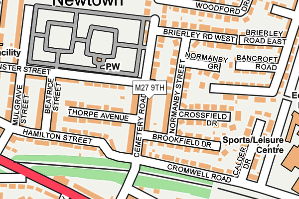 M27 9TH map - OS OpenMap – Local (Ordnance Survey)