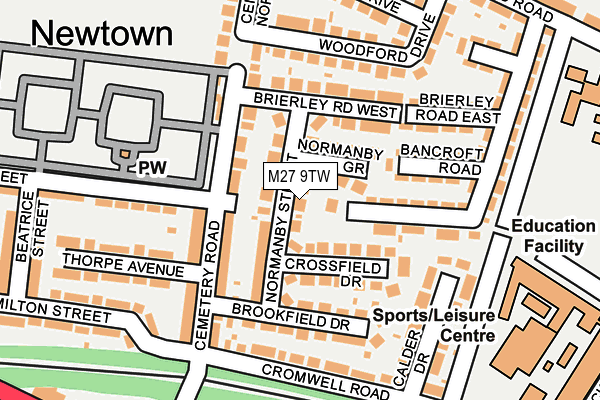 M27 9TW map - OS OpenMap – Local (Ordnance Survey)