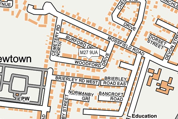 M27 9UA map - OS OpenMap – Local (Ordnance Survey)