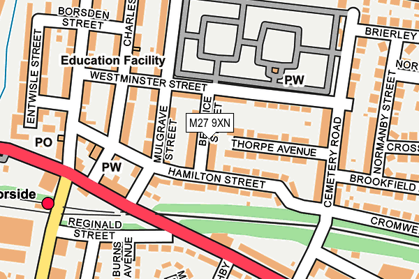 M27 9XN map - OS OpenMap – Local (Ordnance Survey)