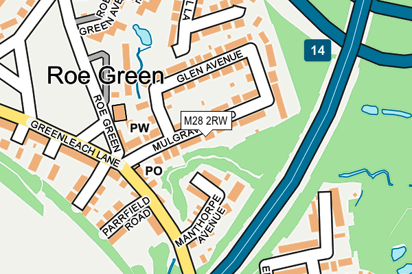M28 2RW map - OS OpenMap – Local (Ordnance Survey)