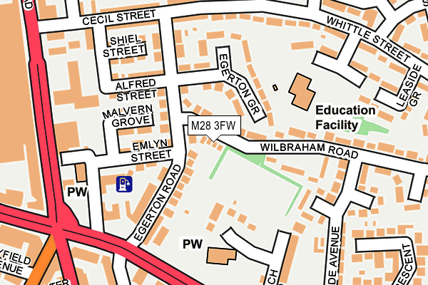 M28 3FW map - OS OpenMap – Local (Ordnance Survey)