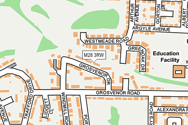 M28 3RW map - OS OpenMap – Local (Ordnance Survey)