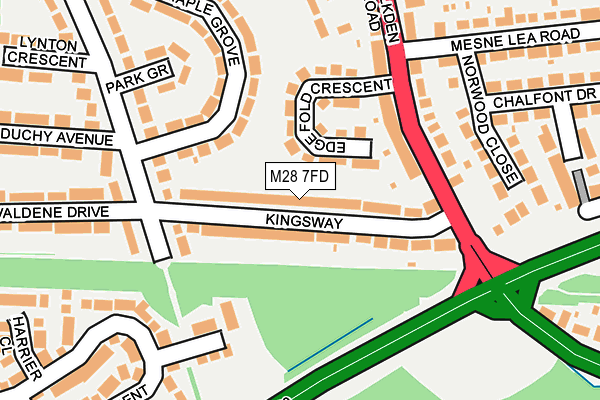 M28 7FD map - OS OpenMap – Local (Ordnance Survey)