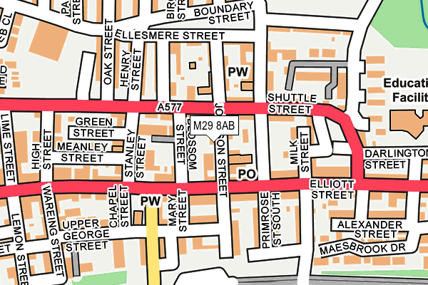 M29 8AB map - OS OpenMap – Local (Ordnance Survey)