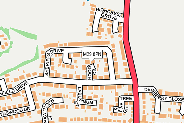 M29 8PN map - OS OpenMap – Local (Ordnance Survey)