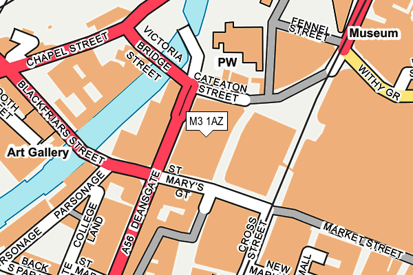 M3 1AZ map - OS OpenMap – Local (Ordnance Survey)