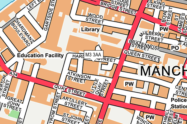 M3 3AA map - OS OpenMap – Local (Ordnance Survey)