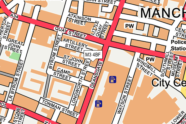 M3 4BF map - OS OpenMap – Local (Ordnance Survey)