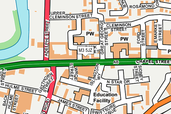 M3 5JZ map - OS OpenMap – Local (Ordnance Survey)