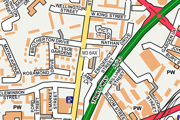 M3 6AX map - OS OpenMap – Local (Ordnance Survey)