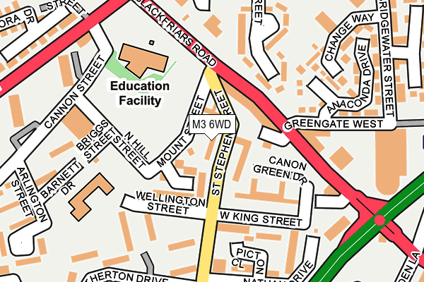 M3 6WD map - OS OpenMap – Local (Ordnance Survey)