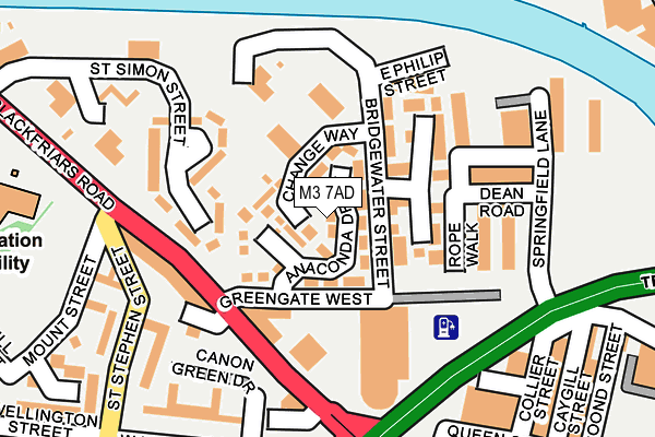 M3 7AD map - OS OpenMap – Local (Ordnance Survey)