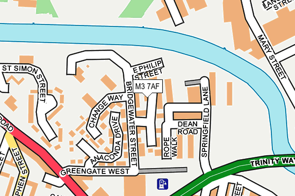 M3 7AF map - OS OpenMap – Local (Ordnance Survey)