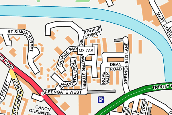 M3 7AS map - OS OpenMap – Local (Ordnance Survey)