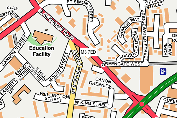 M3 7ED map - OS OpenMap – Local (Ordnance Survey)