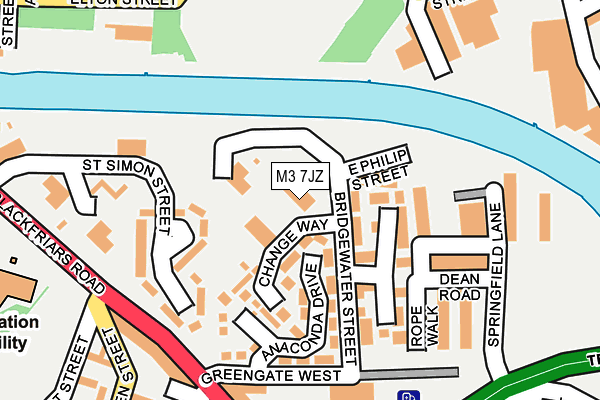 M3 7JZ map - OS OpenMap – Local (Ordnance Survey)