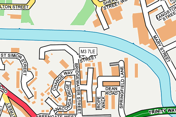 M3 7LE map - OS OpenMap – Local (Ordnance Survey)