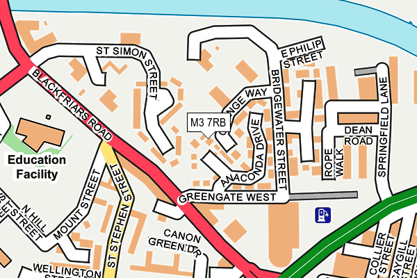 M3 7RB map - OS OpenMap – Local (Ordnance Survey)