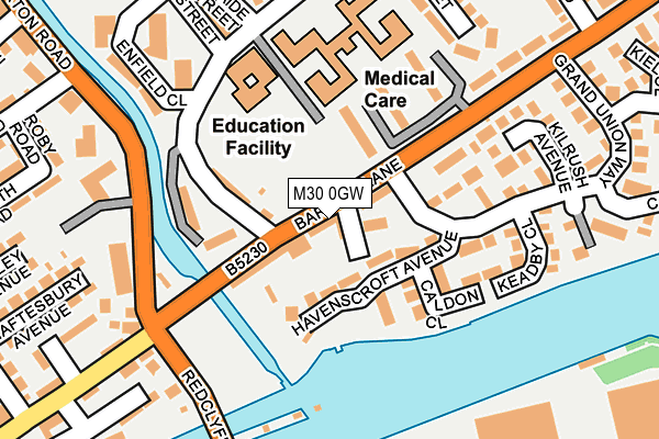 M30 0GW map - OS OpenMap – Local (Ordnance Survey)