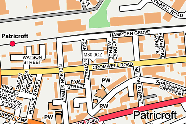 M30 0QZ map - OS OpenMap – Local (Ordnance Survey)