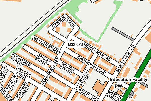 M32 0PS map - OS OpenMap – Local (Ordnance Survey)