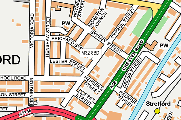 M32 8BD map - OS OpenMap – Local (Ordnance Survey)