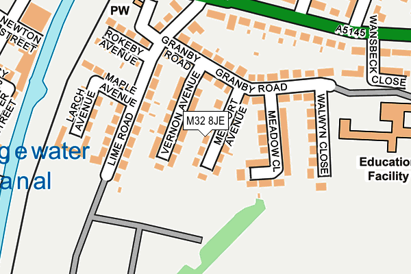 M32 8JE map - OS OpenMap – Local (Ordnance Survey)