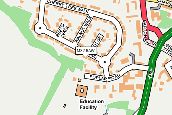 M32 9AW map - OS OpenMap – Local (Ordnance Survey)