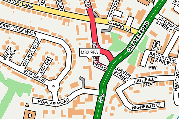 M32 9FA map - OS OpenMap – Local (Ordnance Survey)