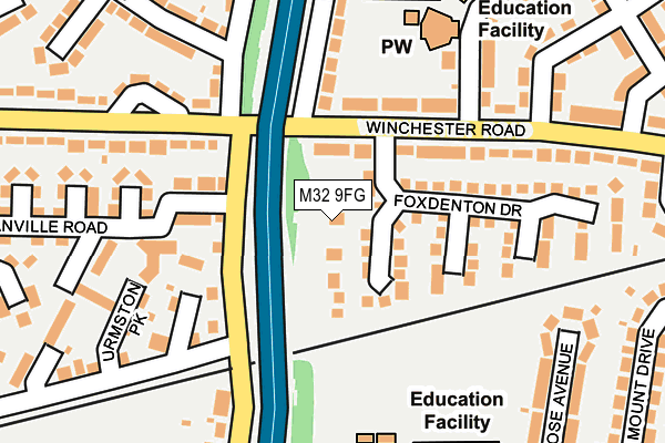 M32 9FG map - OS OpenMap – Local (Ordnance Survey)