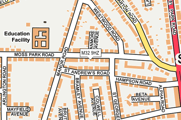 M32 9HZ map - OS OpenMap – Local (Ordnance Survey)