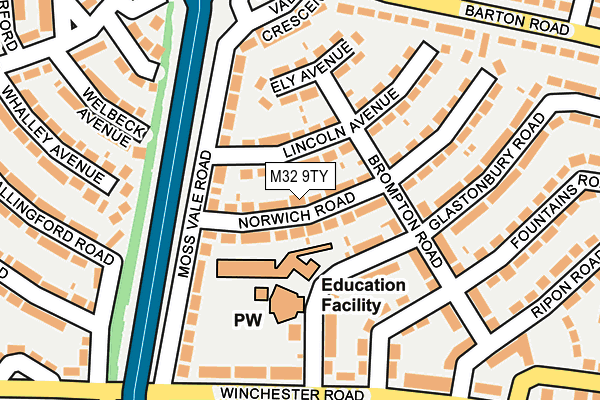 M32 9TY map - OS OpenMap – Local (Ordnance Survey)