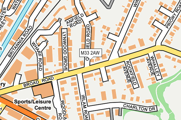 M33 2AW map - OS OpenMap – Local (Ordnance Survey)