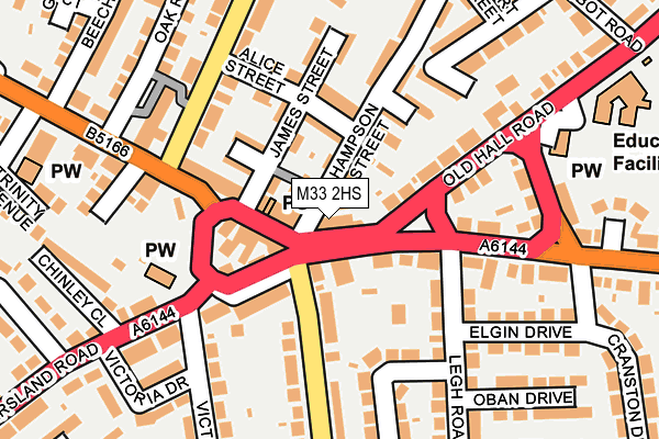 M33 2HS map - OS OpenMap – Local (Ordnance Survey)