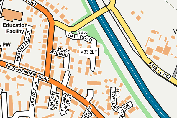 M33 2LF map - OS OpenMap – Local (Ordnance Survey)