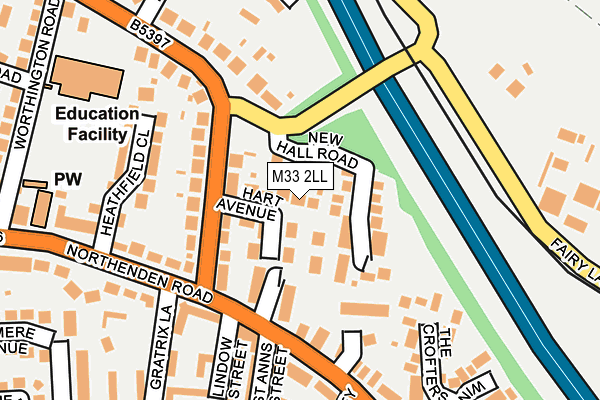 M33 2LL map - OS OpenMap – Local (Ordnance Survey)