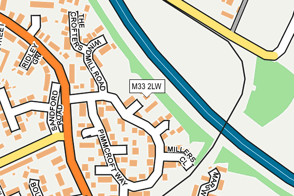M33 2LW map - OS OpenMap – Local (Ordnance Survey)