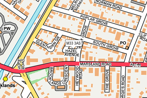 M33 3AS map - OS OpenMap – Local (Ordnance Survey)