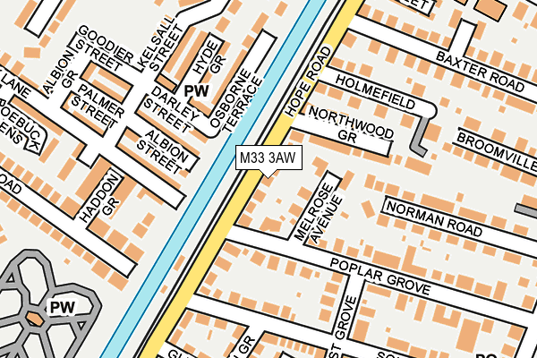 M33 3AW map - OS OpenMap – Local (Ordnance Survey)